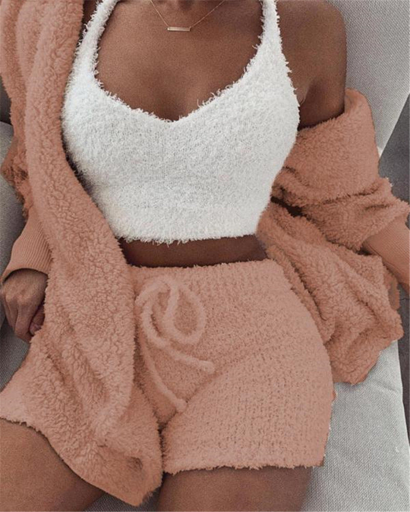 3-Piece Women's Velvet Pajama Set – Chic &amp; Cozy Loungewear