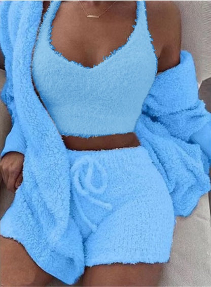 3-Piece Women's Velvet Pajama Set – Chic &amp; Cozy Loungewear