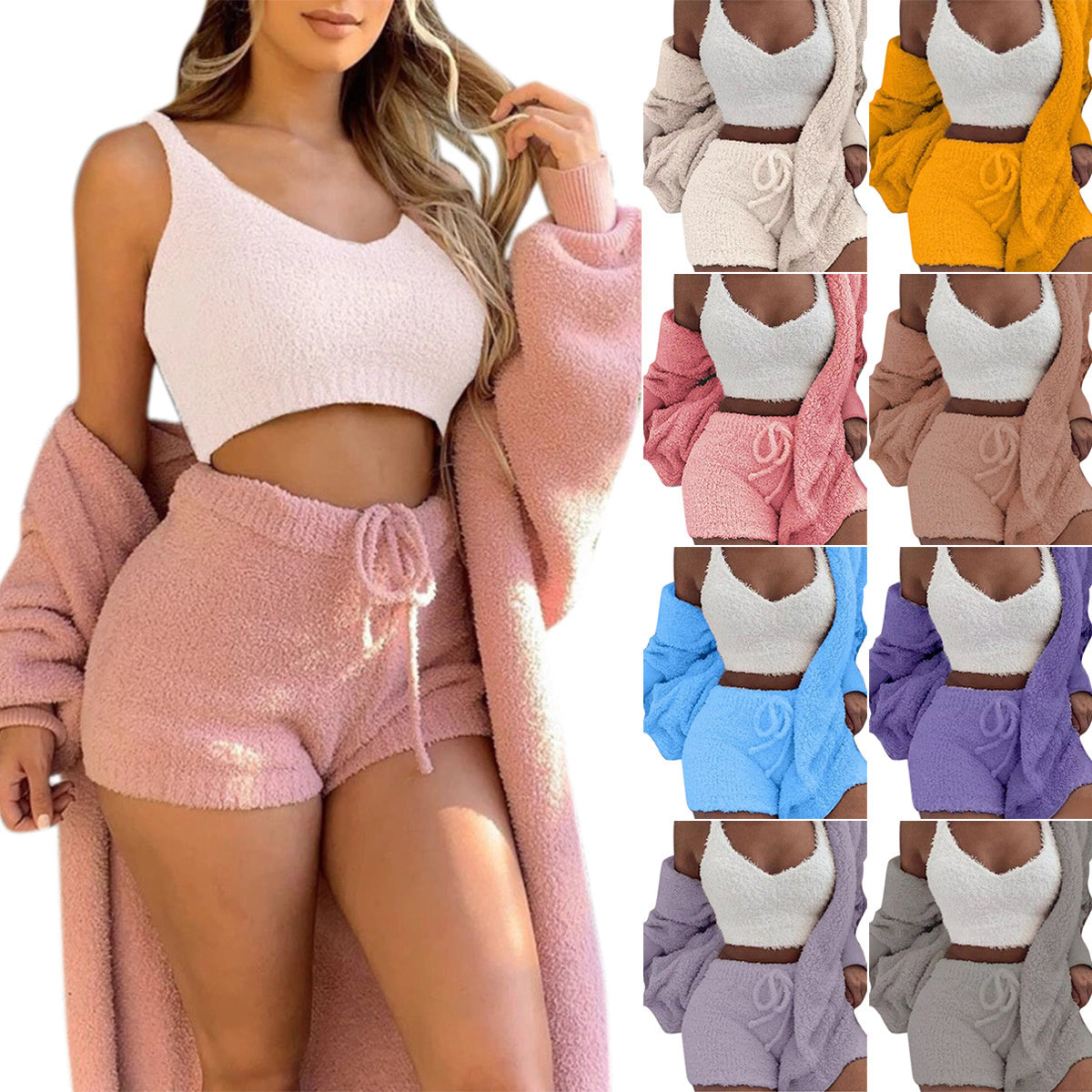 3-Piece Women's Velvet Pajama Set – Chic &amp; Cozy Loungewear